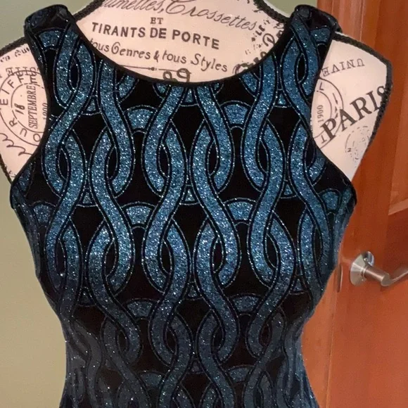 Speechless Black and Blue Halter Sheath Mini Dress, Size 3 - Picture 3 of 7